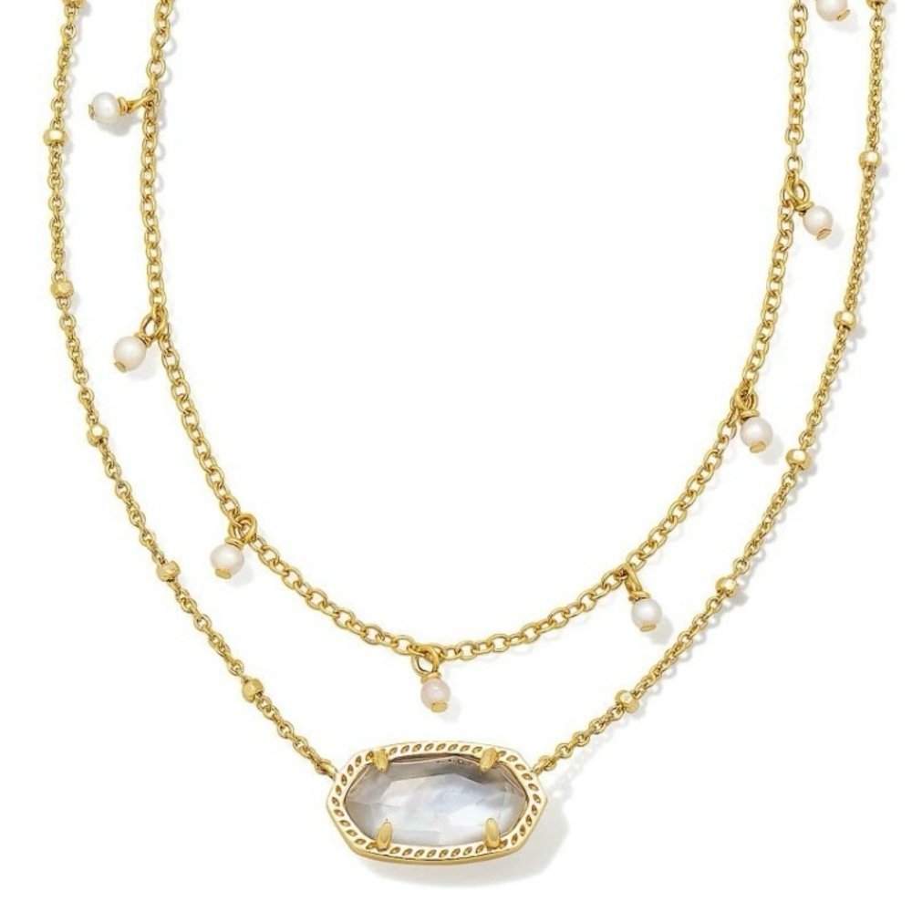 Kendra Scott Elisa Multi Strand Pearl Necklace In Ivory Mother Of Pearl And Gold - Picture 1 of 6